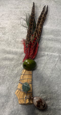 Palo Santo Smudging Mixed Feathers Ceremony Wand Fan