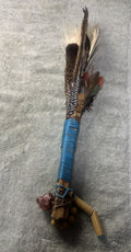 Palo Santo Smudging Mixed Feathers Ceremony Wand Fan