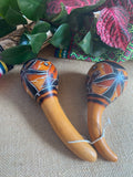 Andean Sound Healing Ceremonial Handcrafted Large Rattle Pair Gourd