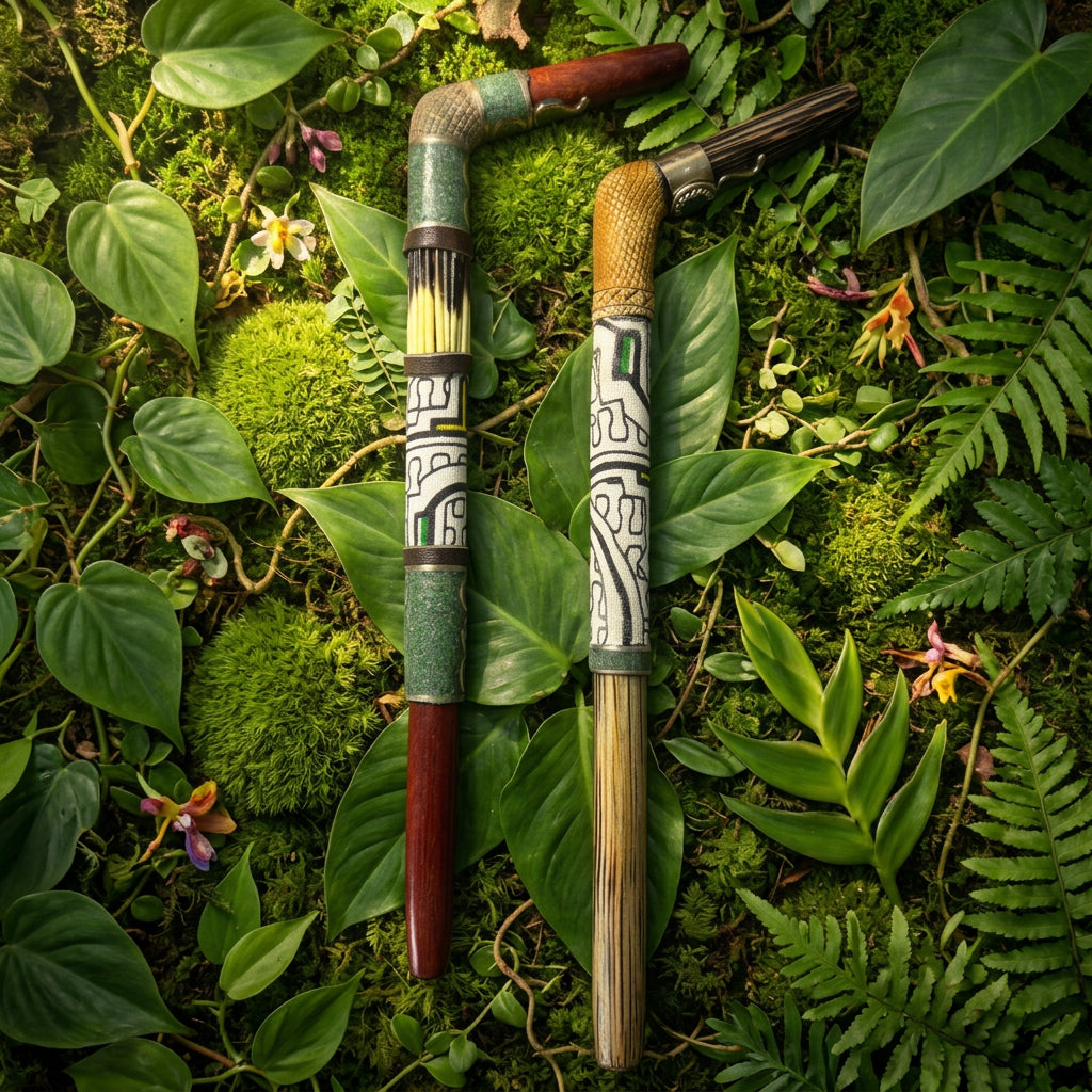 Shipibo Ceremony Palo Sangre-Chonta Single Applicator Tepi Pipe 22cm