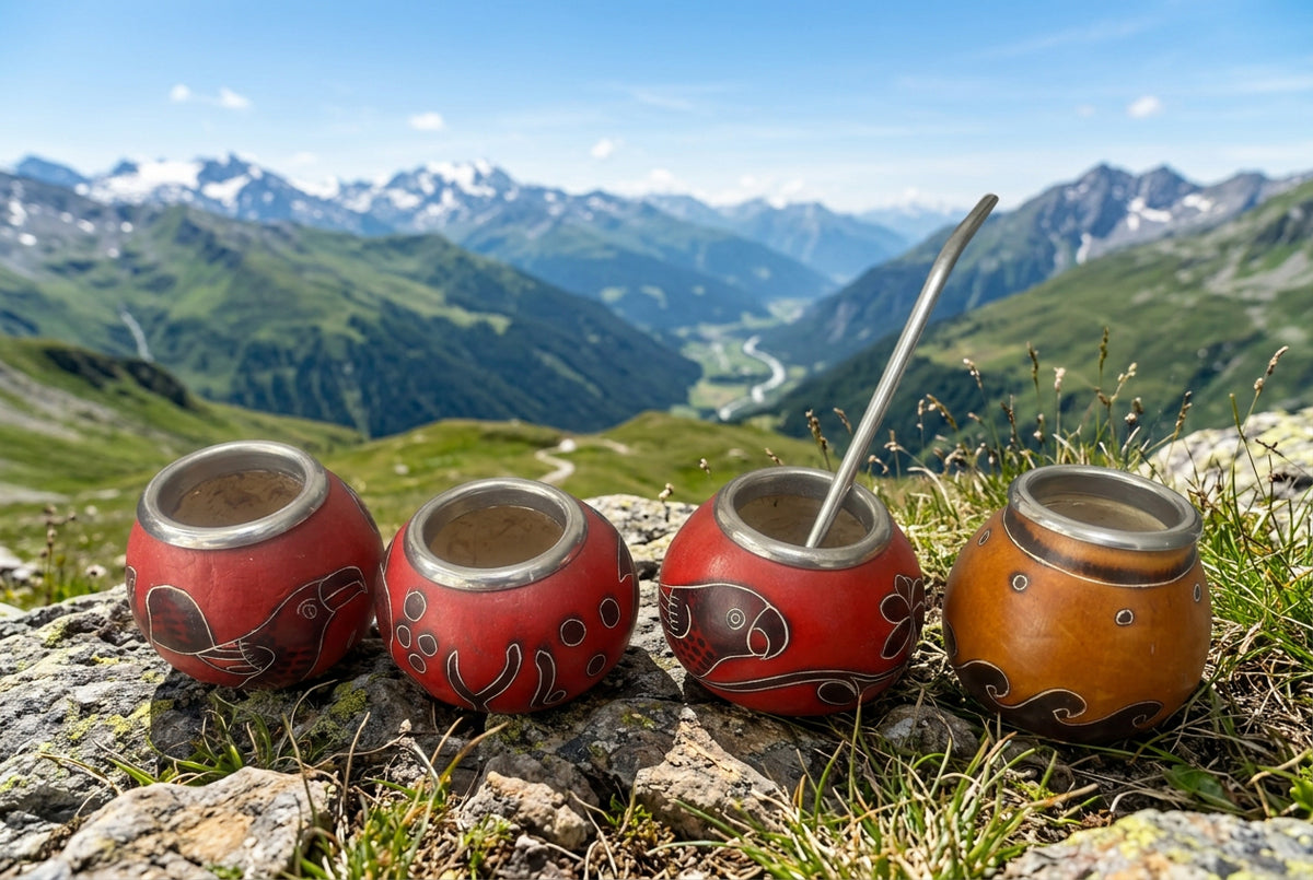 Mate Gourd and Bombilla Set, Cup and Straw to drink yerba mate