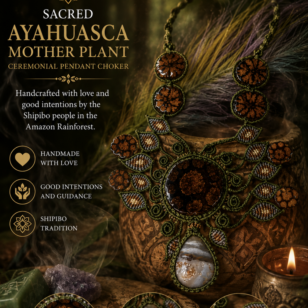 Sacred Ceremony AYA Pendant with Plant Medicine and Healing Stones