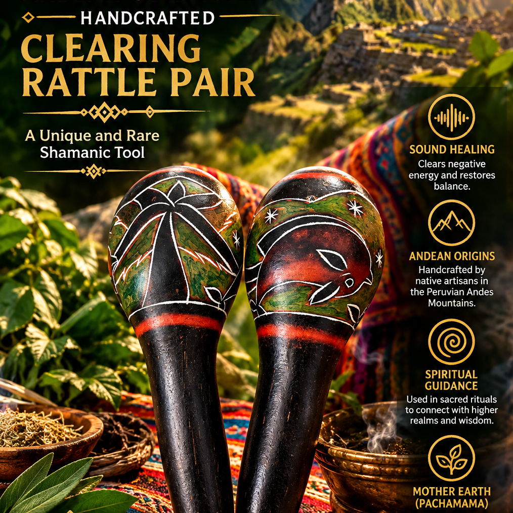 Sound Healing Inka Ritual Handcrafted Clearing Rattle Pair