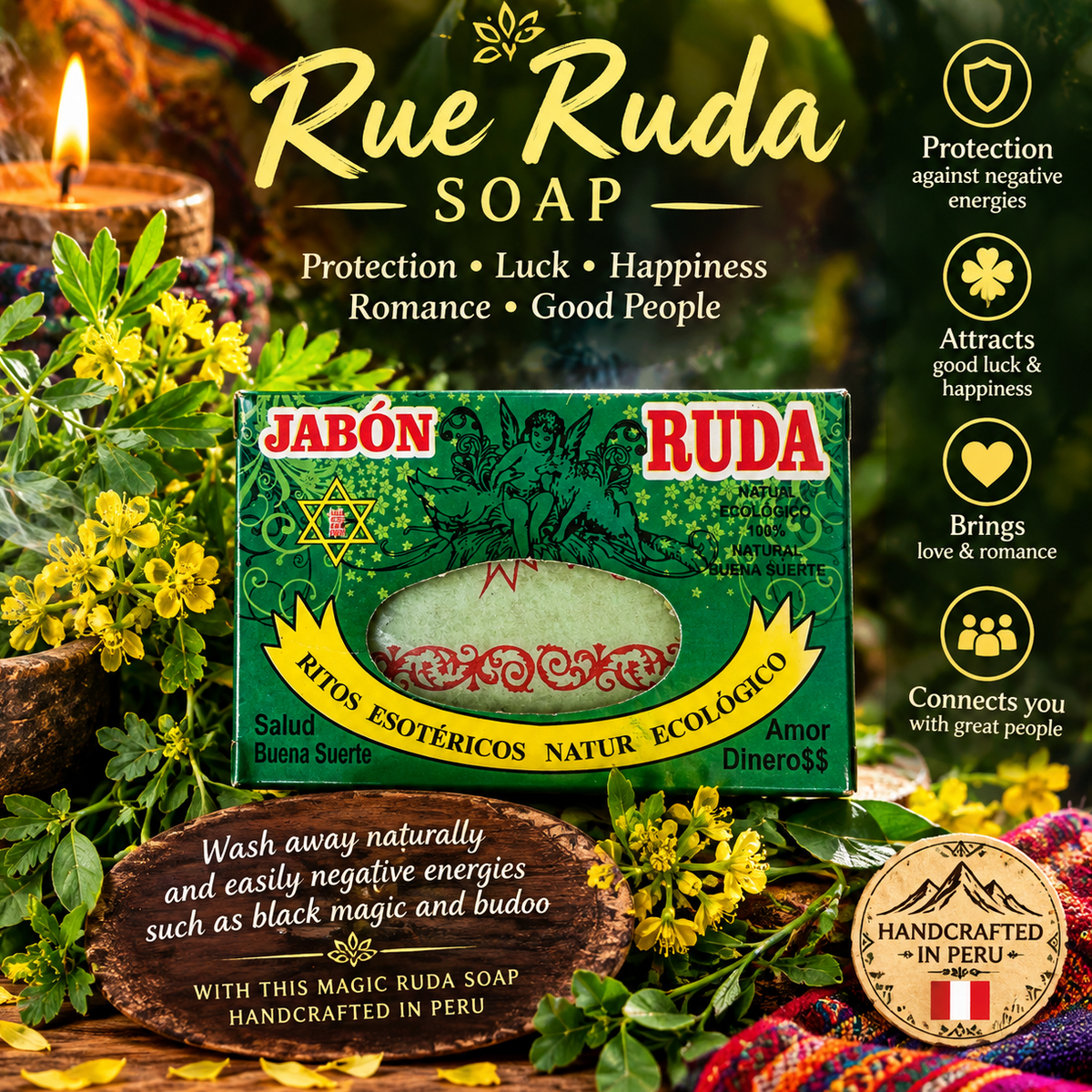 2 Rue Ruda Soap Bars Heal Spiritual Wounds Wash Aaway Bad Luck