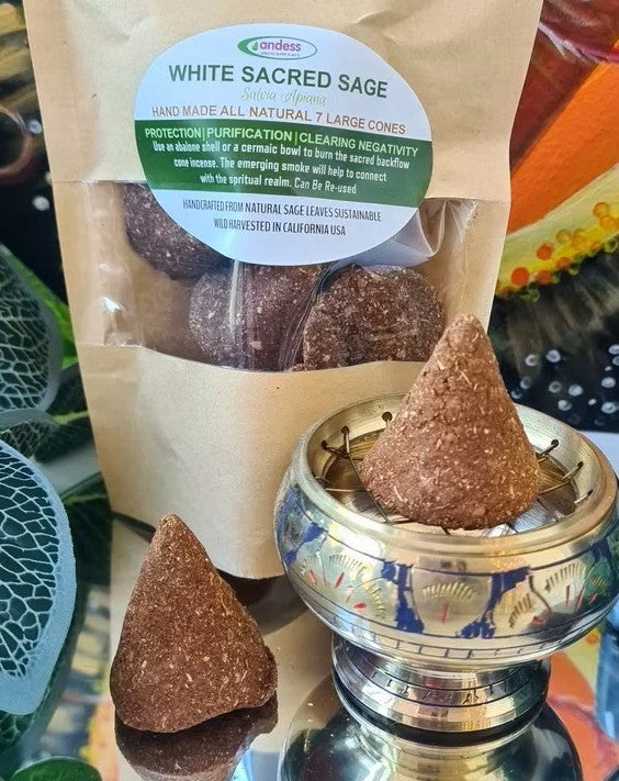 White Sacred Sage Handmade 7 Large Cleansing Cones Incense