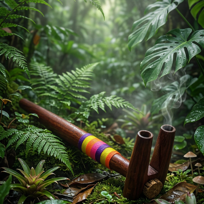 Shipibo Ceremonial Handcrafted Palo Sangre Double Applicator Tepi Pipe ...