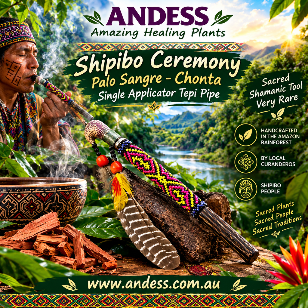 Shipibo Ceremony Palo Sangre-Chonta Single Applicator Tepi Pipe 22cm