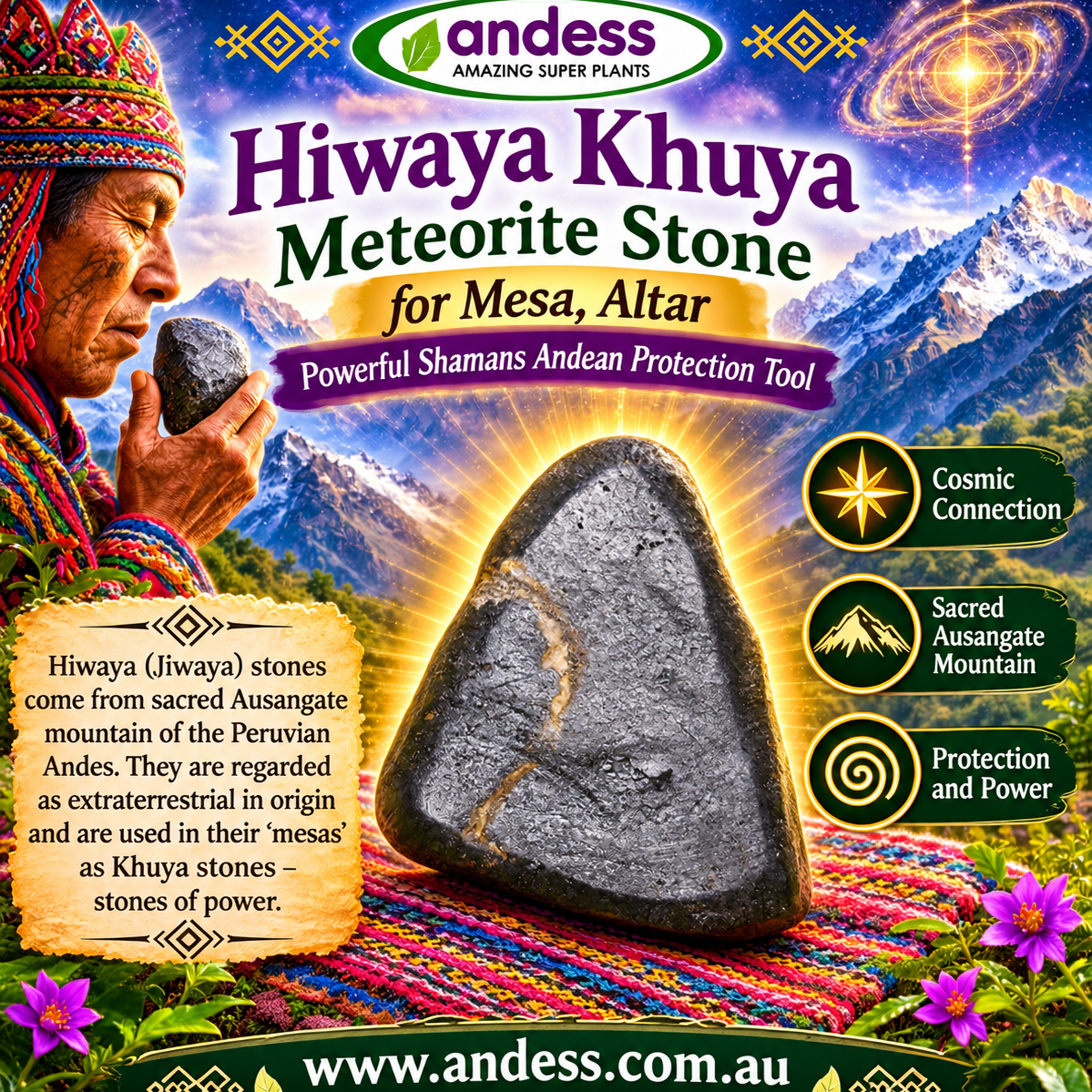 Hiwaya Khuya Meteorite Stone for Mesa, Altar Powerful Protection 110g