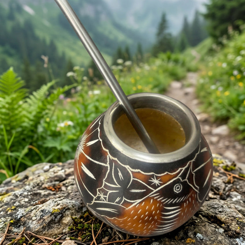 Mate Gourd and Bombilla Set, Cup and Straw to drink yerba mate 160ml