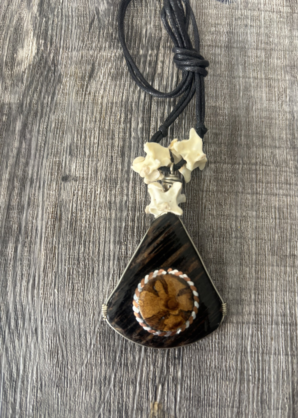 Sacred Shipibo Ceremony Pendant with Plant Medicine with Ceremony Bones