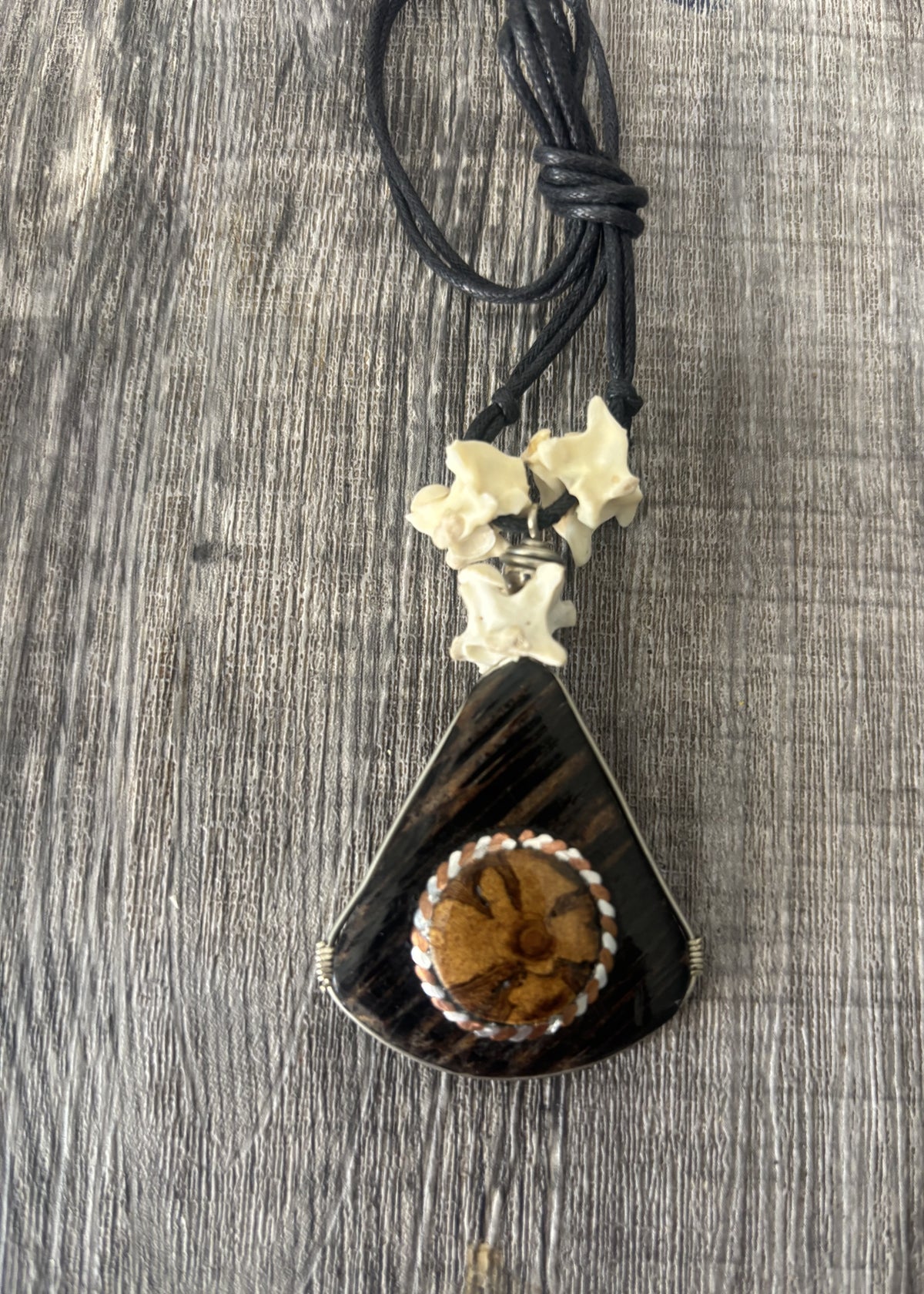 Sacred Shipibo Ceremony Pendant with Plant Medicine with Ceremony Bones