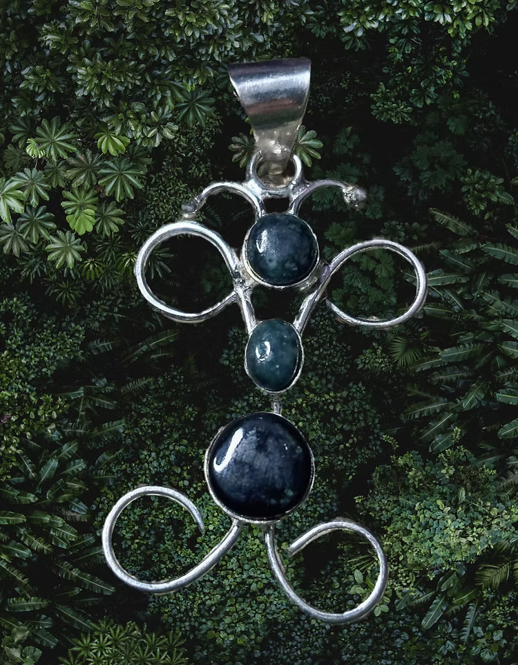 Guatemalan Jadeite Life Geometry Pendant 925 Sacred Sterling Silver