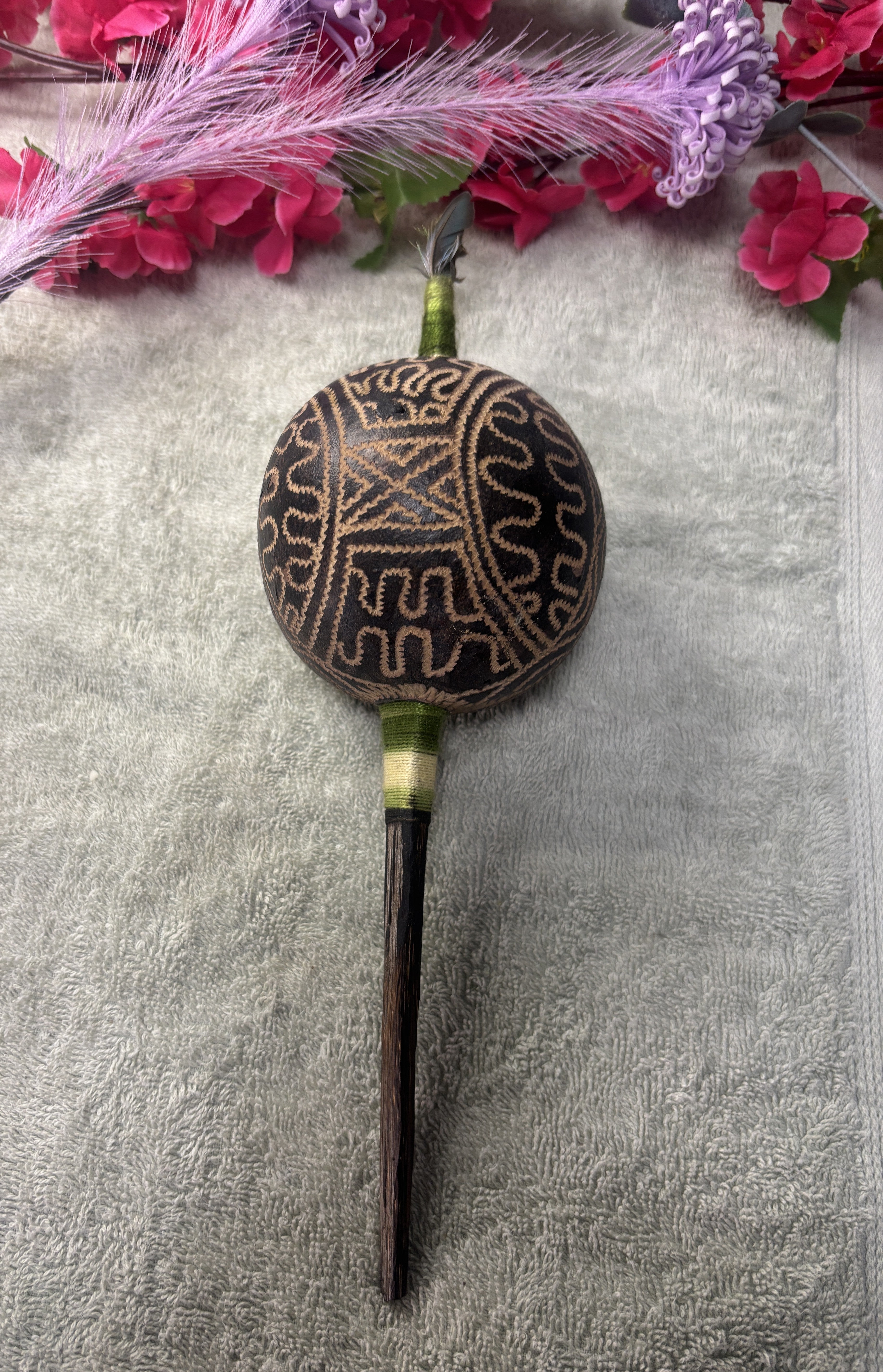 Shipibo Handcrafted Ayahuasca Ceremonial Ikaro Sacred L Rattle