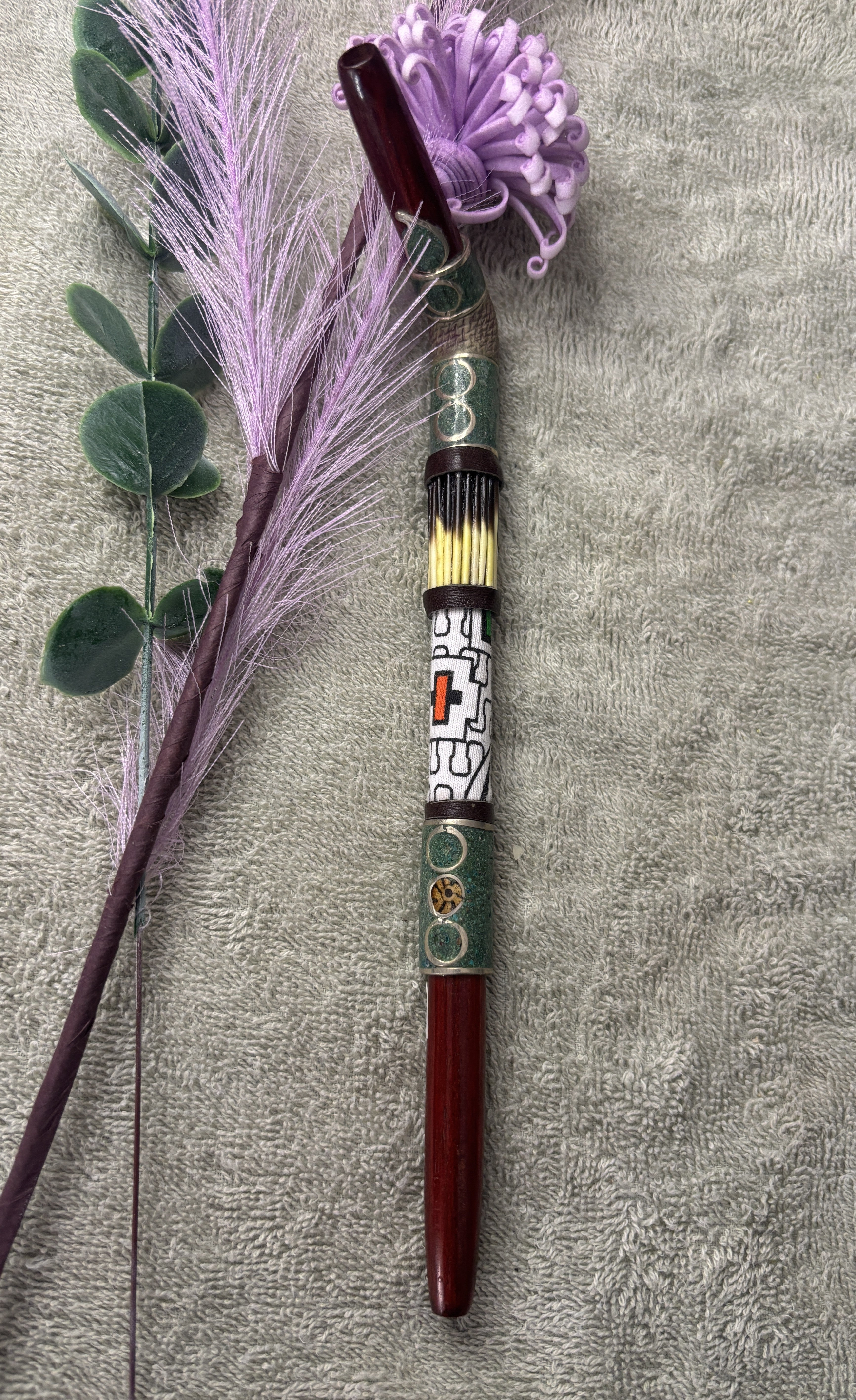 Shipibo Ceremonial Handcrafted Palo Sangre Single Applicator Tepi 24cm
