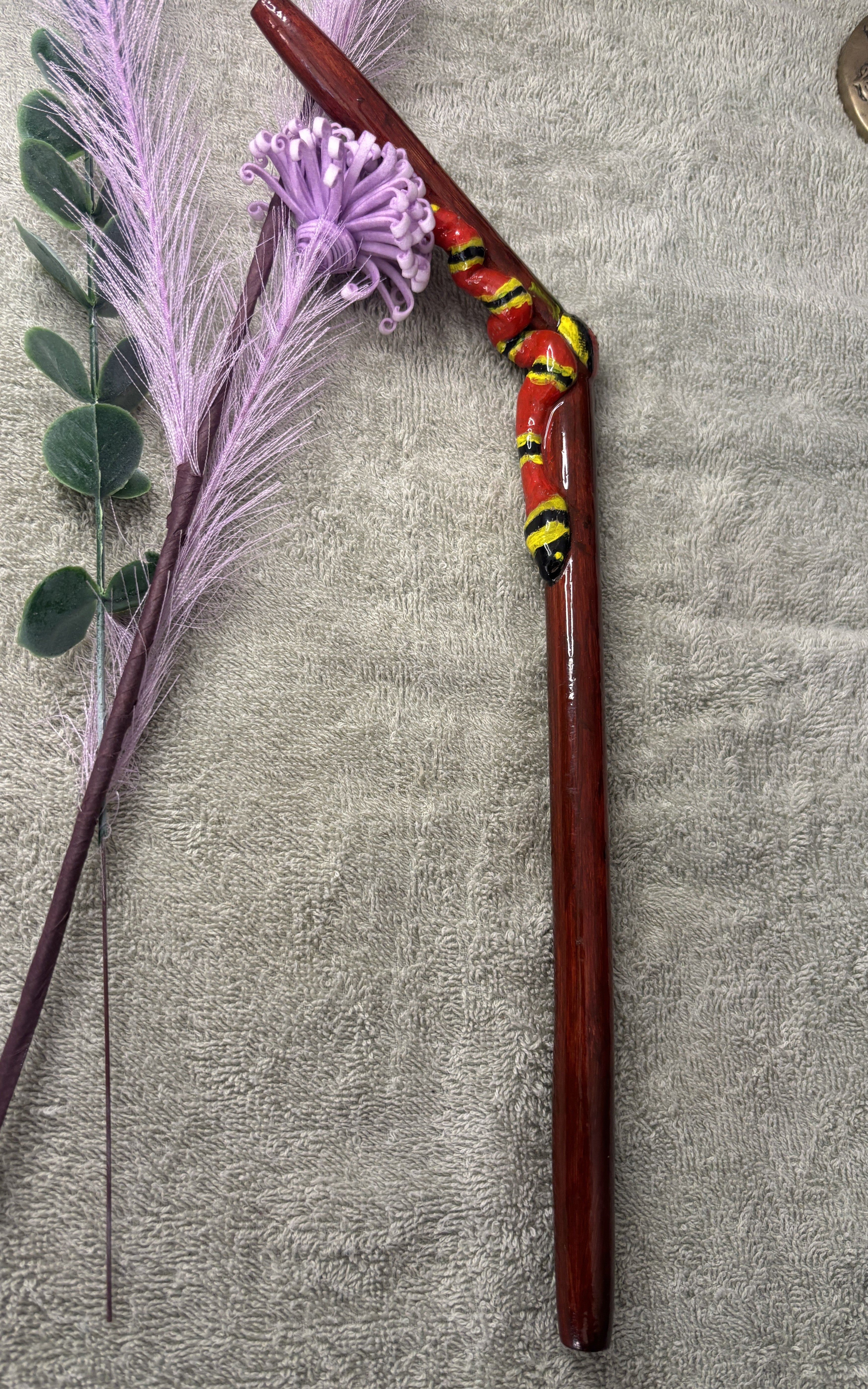 Shipibo Ceremonial Handcrafted Palo Sangre Single Applicator Tepi 35cm