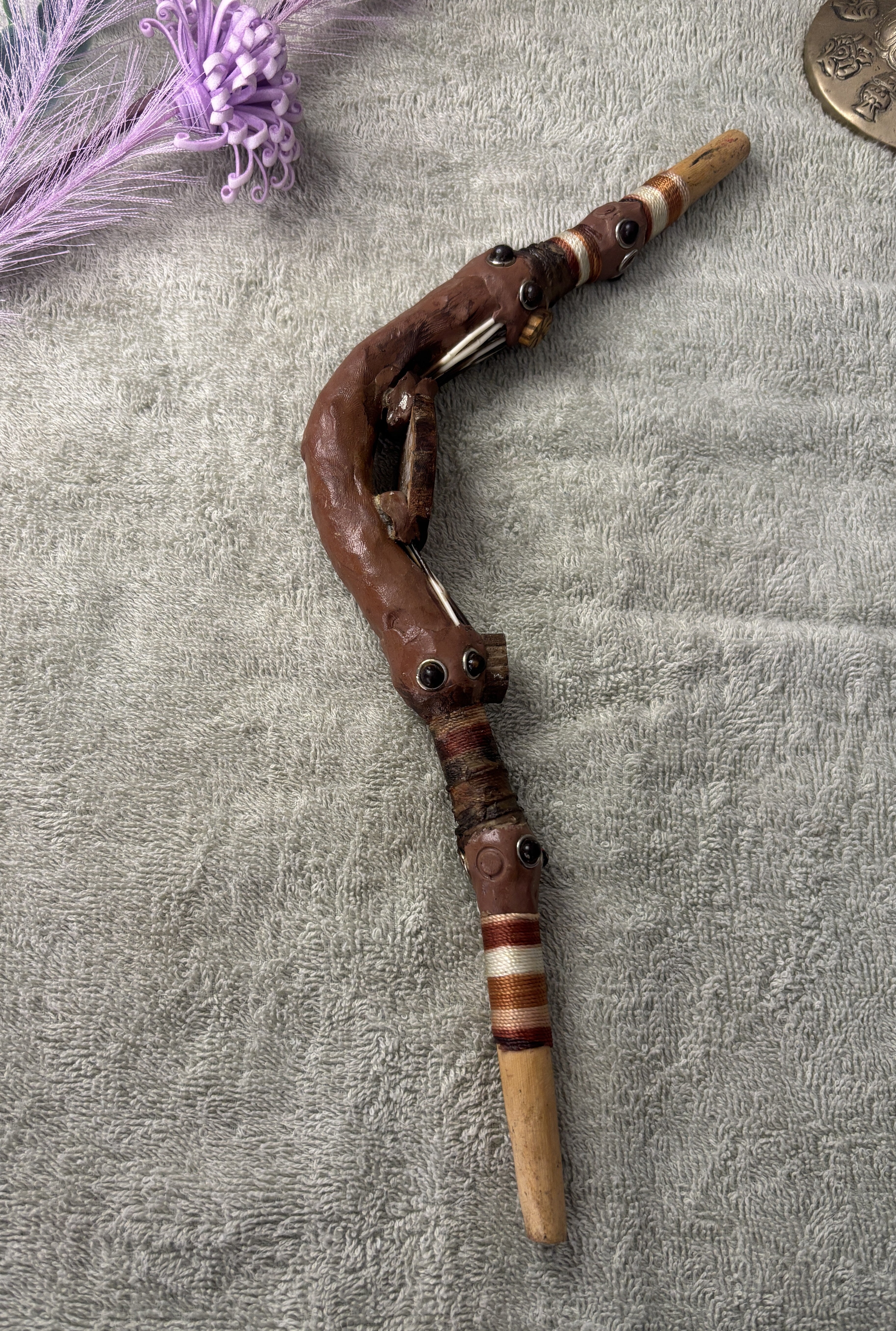 Shipibo Ceremonial Handcrafted Palo Santo Single Applicator Tepi 30cm